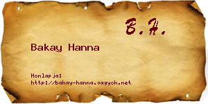 Bakay Hanna névjegykártya